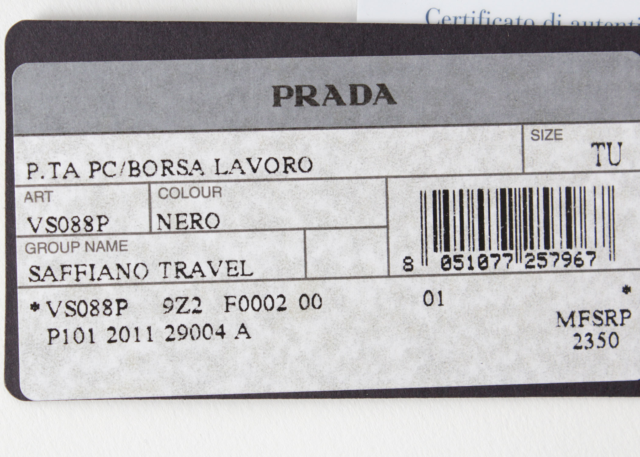 Men's Prada Saffiano Leather Travel Bag