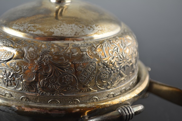 Silver Plated Chased Covered Butter and Spreader