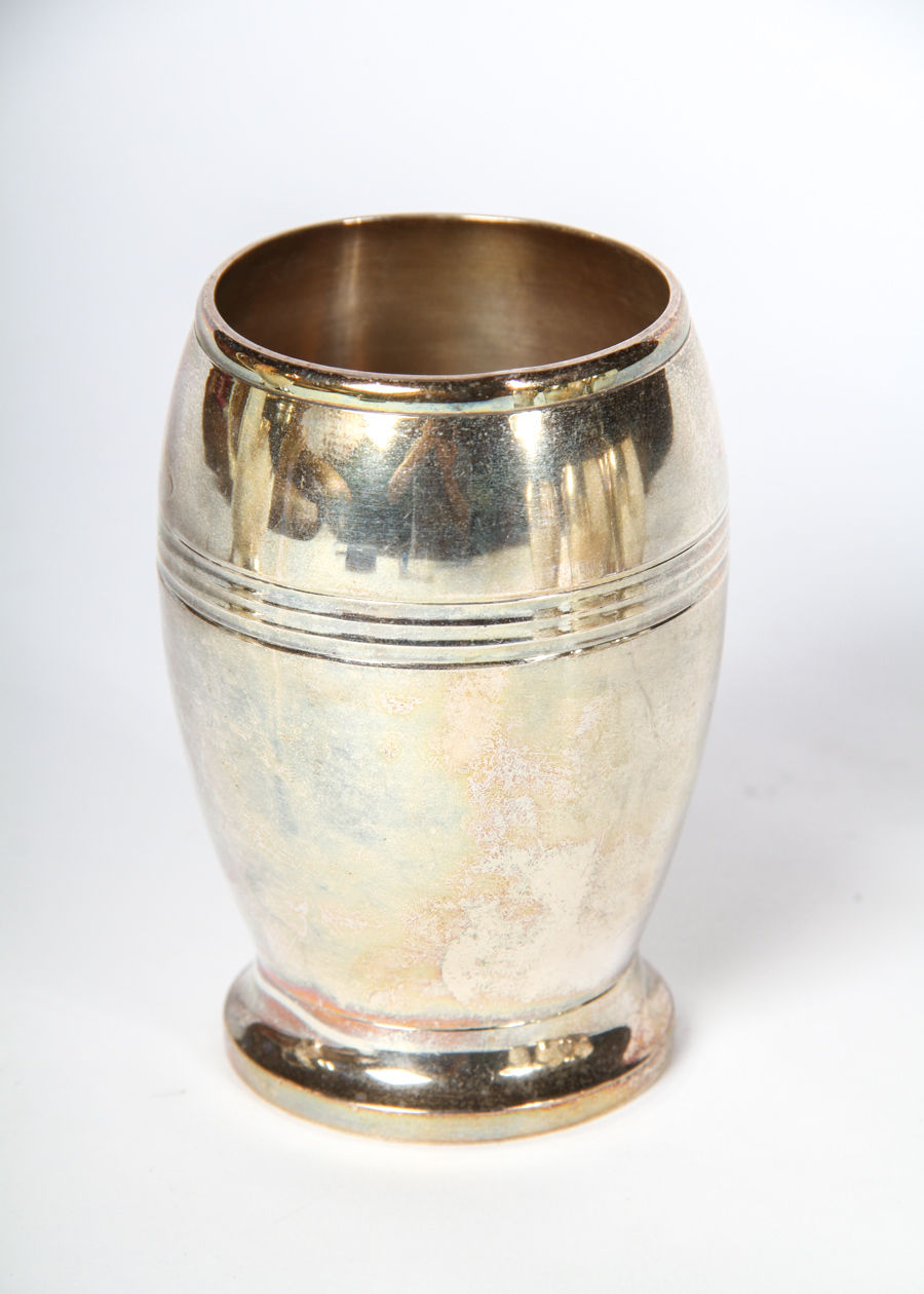 Silver Plate Pitcher with Six Cups