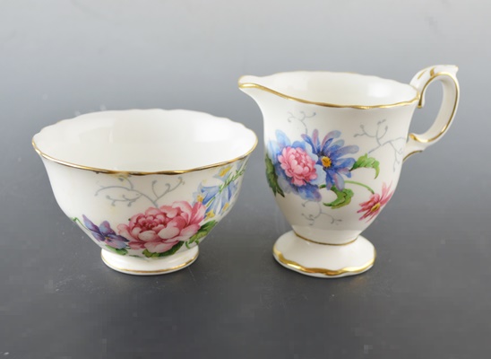 Rosina Bone China Teacup and Staffordshire "Glory" Cream and Sugar
