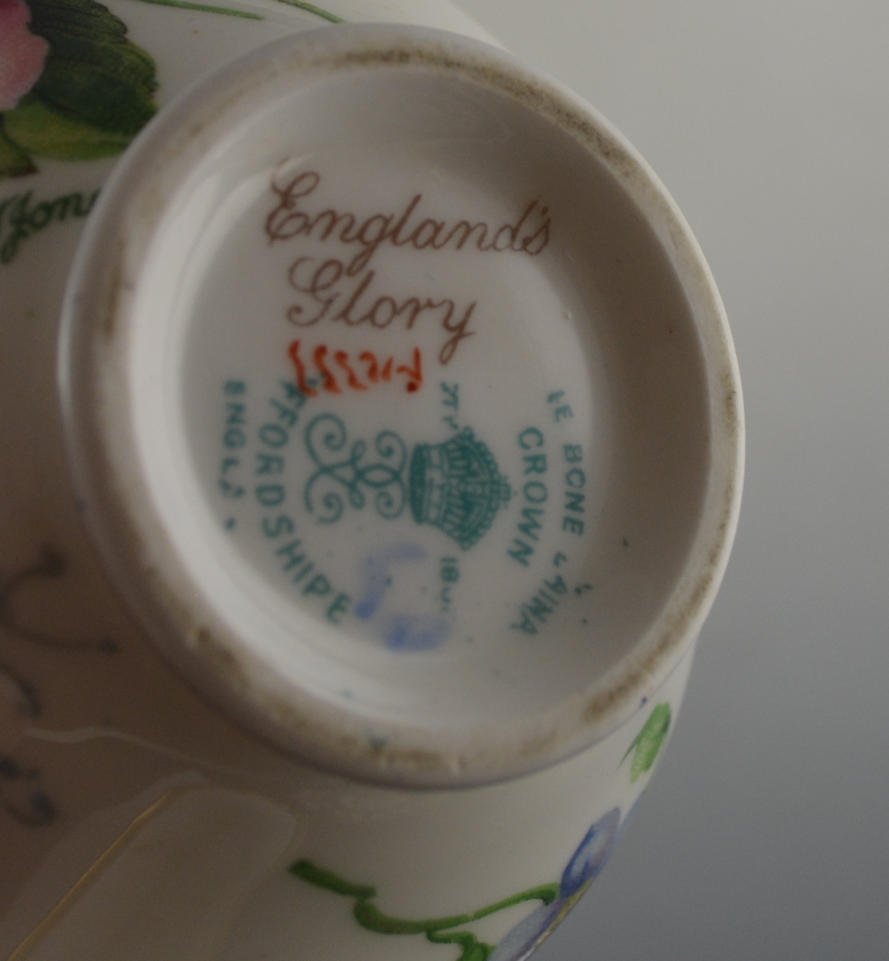 Rosina Bone China Teacup and Staffordshire "Glory" Cream and Sugar