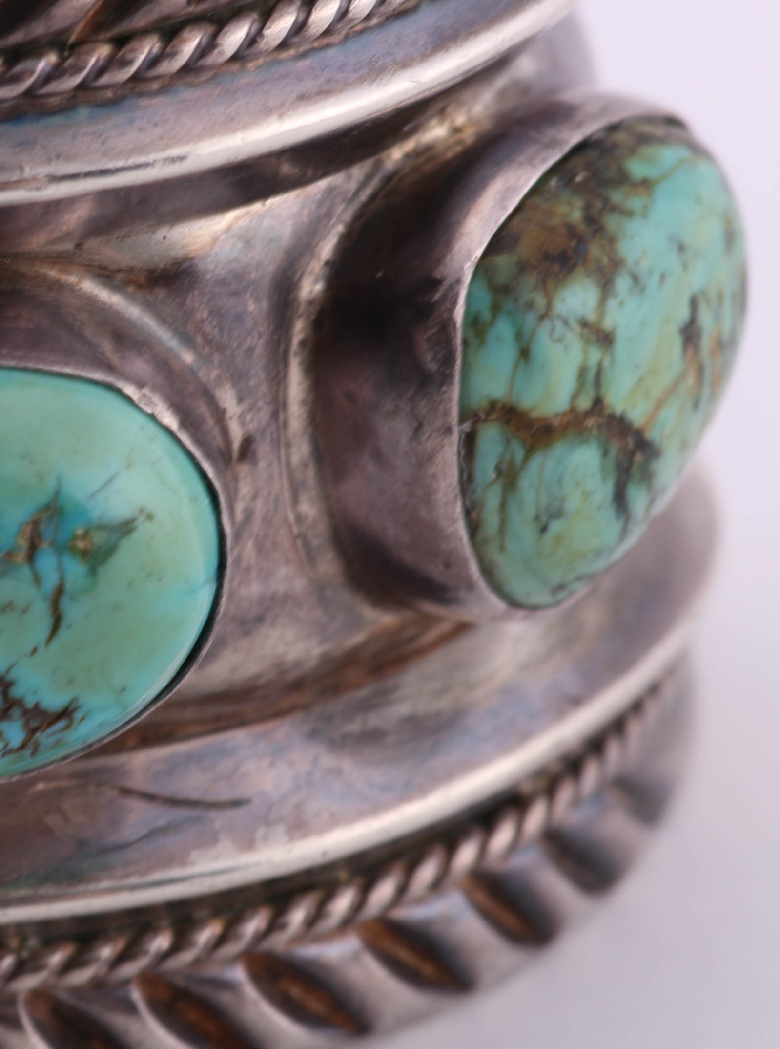 Carlos White Eagle Navajo Handmade Sterling Silver Turquoise Cuff Bracelet