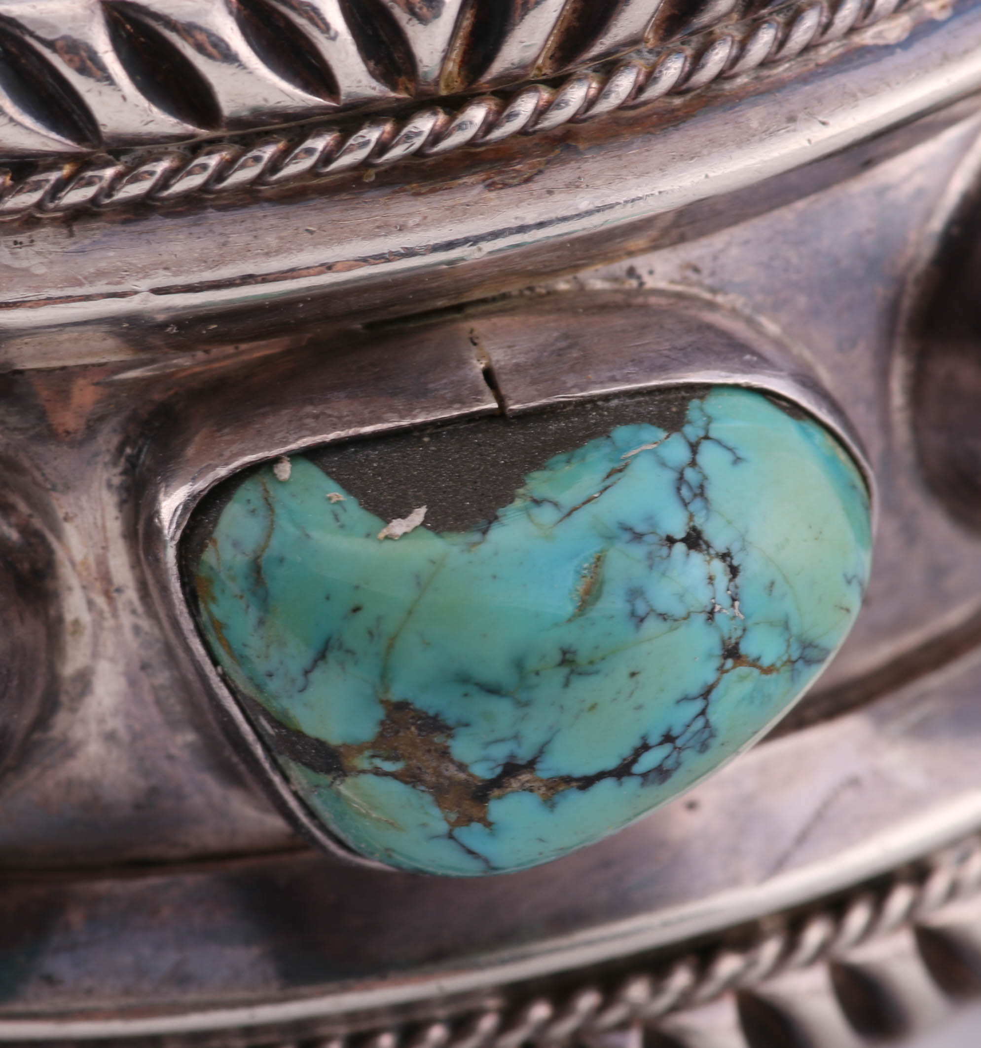 Carlos White Eagle Navajo Handmade Sterling Silver Turquoise Cuff Bracelet