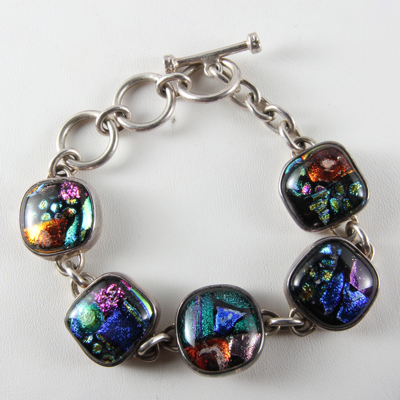 Sterling Silver and Dichroic Glass Bracelet