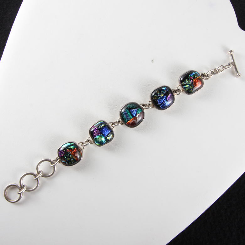 Sterling Silver and Dichroic Glass Bracelet