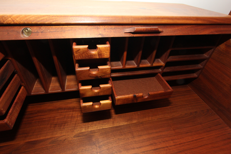 Hand Made Walnut Roll Top Desk By Herzog