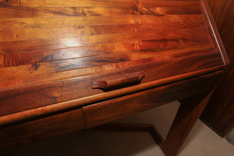 Hand Made Walnut Roll Top Desk By Herzog