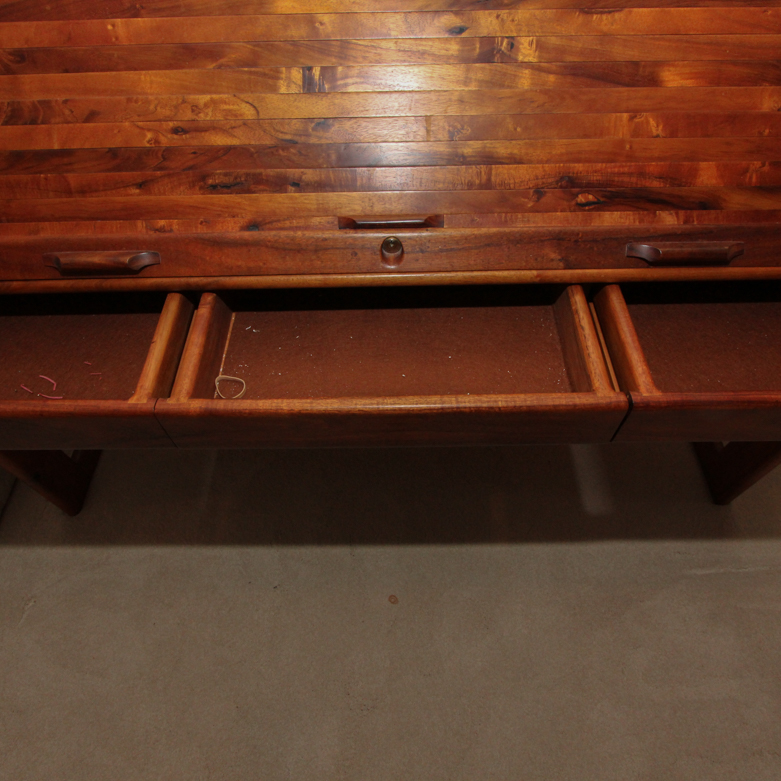 Hand Made Walnut Roll Top Desk By Herzog