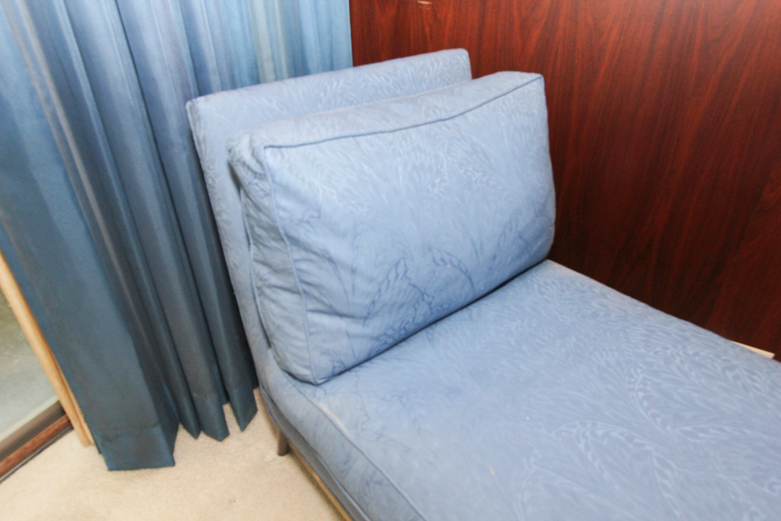 Blue Upholstered Mid Century Modern Chaise Lounge