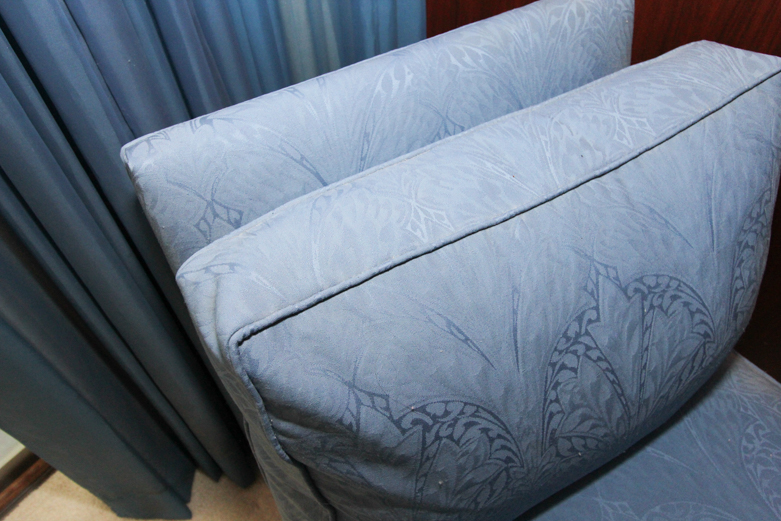 Blue Upholstered Mid Century Modern Chaise Lounge