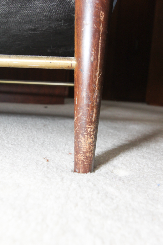 Blue Upholstered Mid Century Modern Chaise Lounge