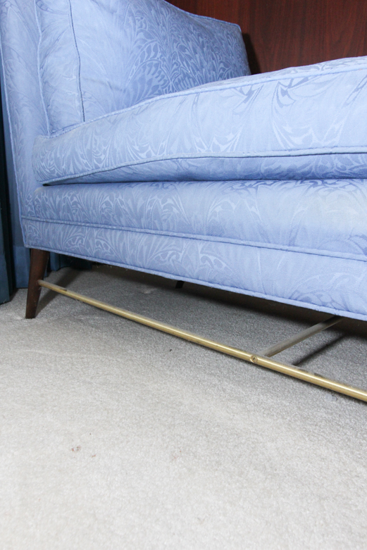 Blue Upholstered Mid Century Modern Chaise Lounge