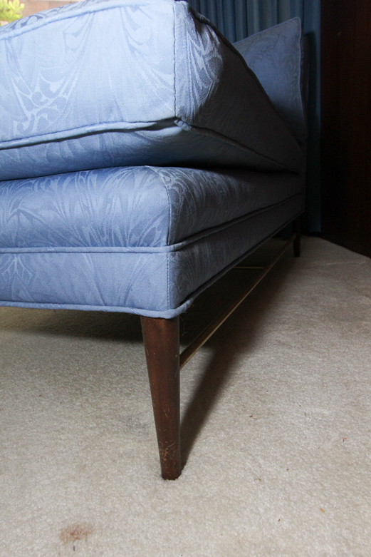 Blue Upholstered Mid Century Modern Chaise Lounge