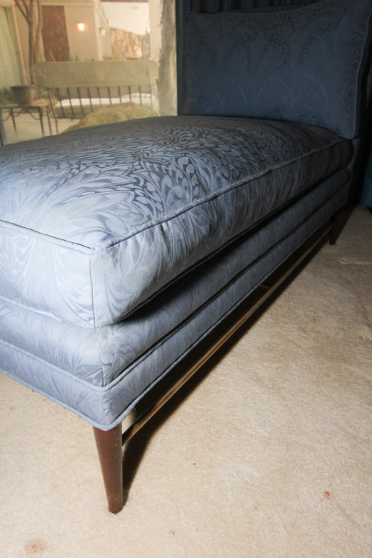 Blue Upholstered Mid Century Modern Chaise Lounge