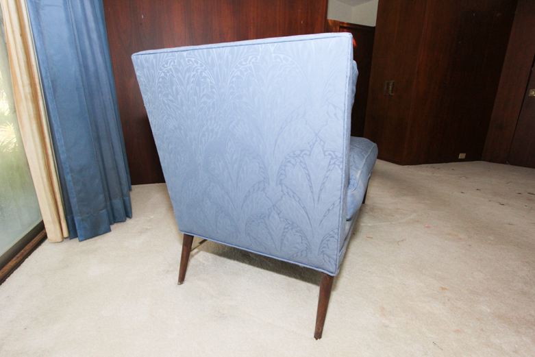 Blue Upholstered Mid Century Modern Chaise Lounge