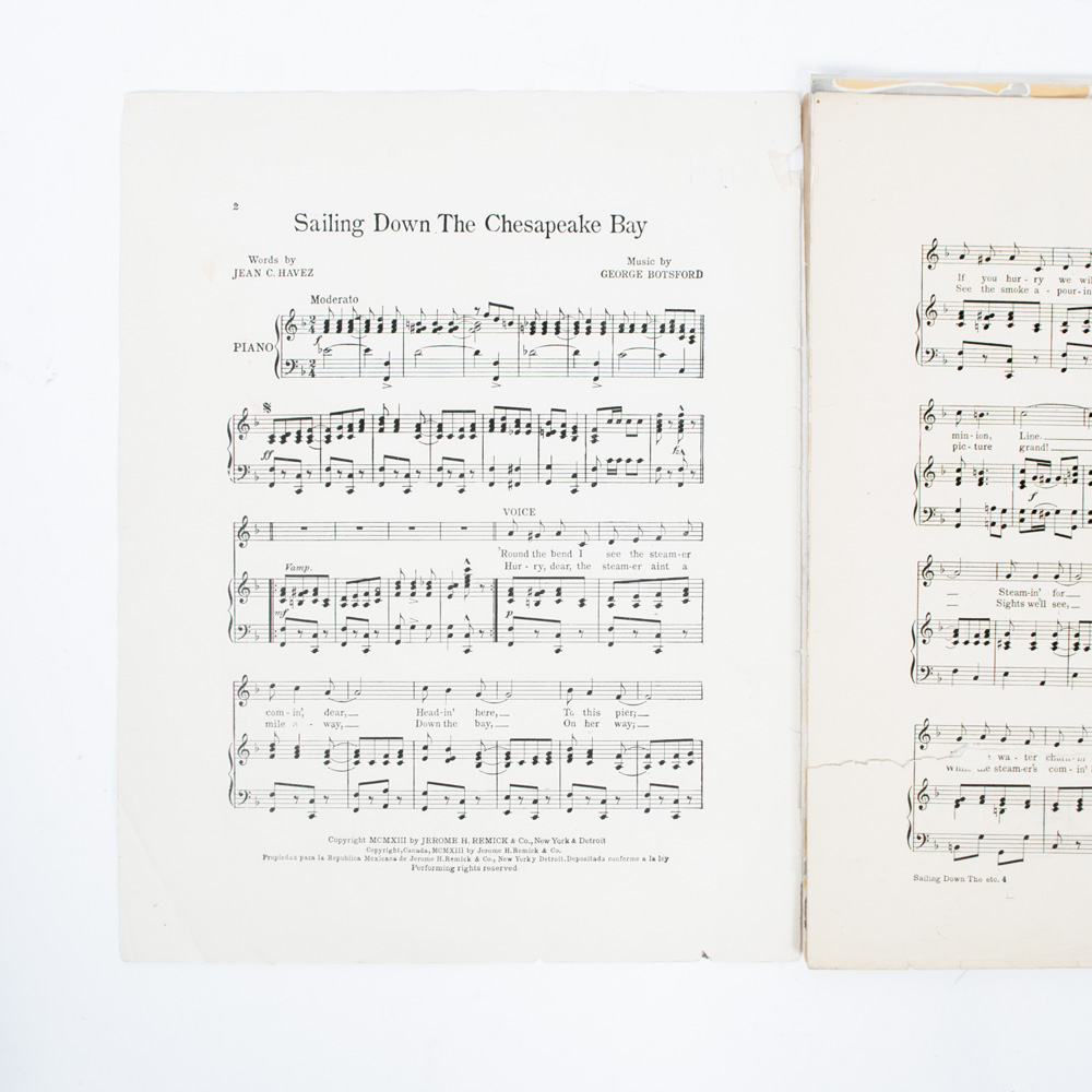 Vintage Sheet Music for Folk Songs