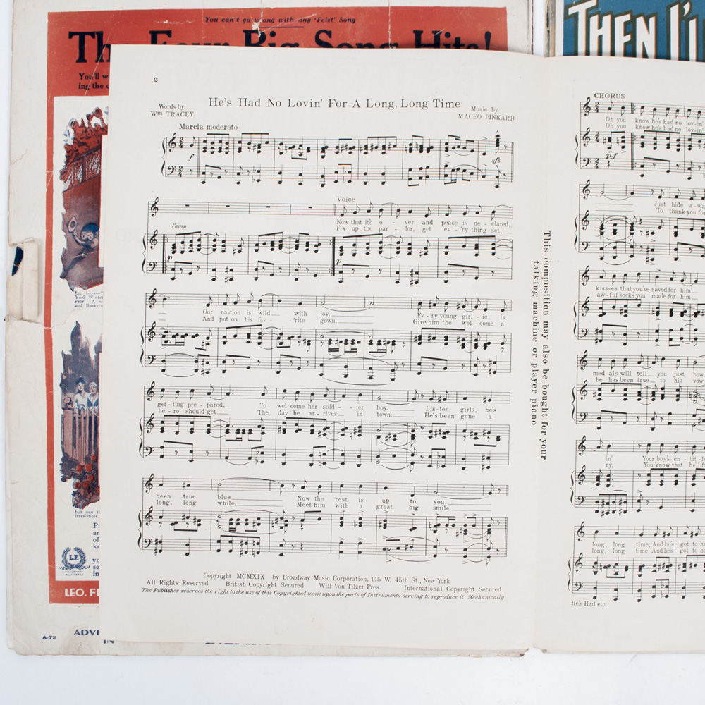 Vintage Sheet Music for Military Love Songs