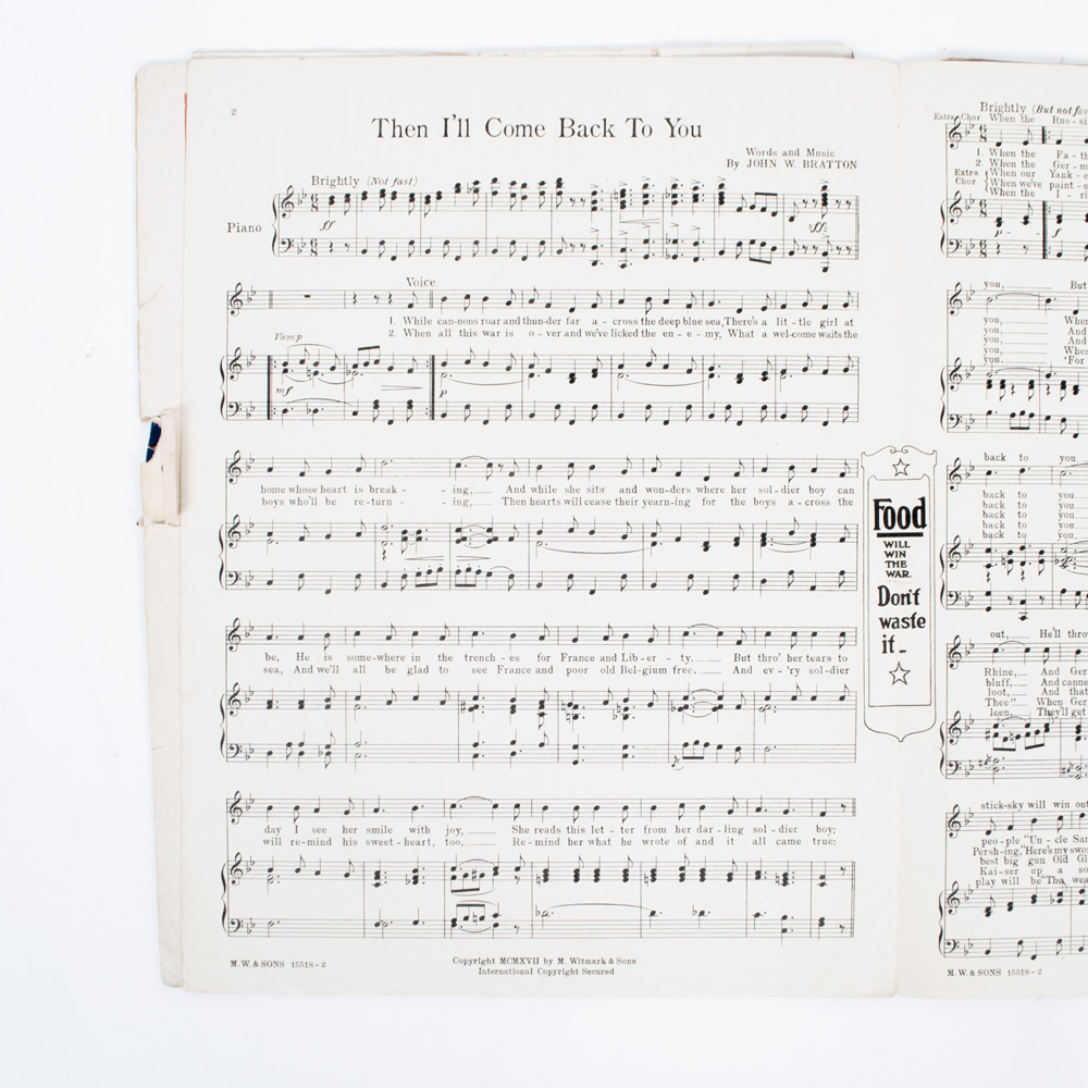 Vintage Sheet Music for Military Love Songs