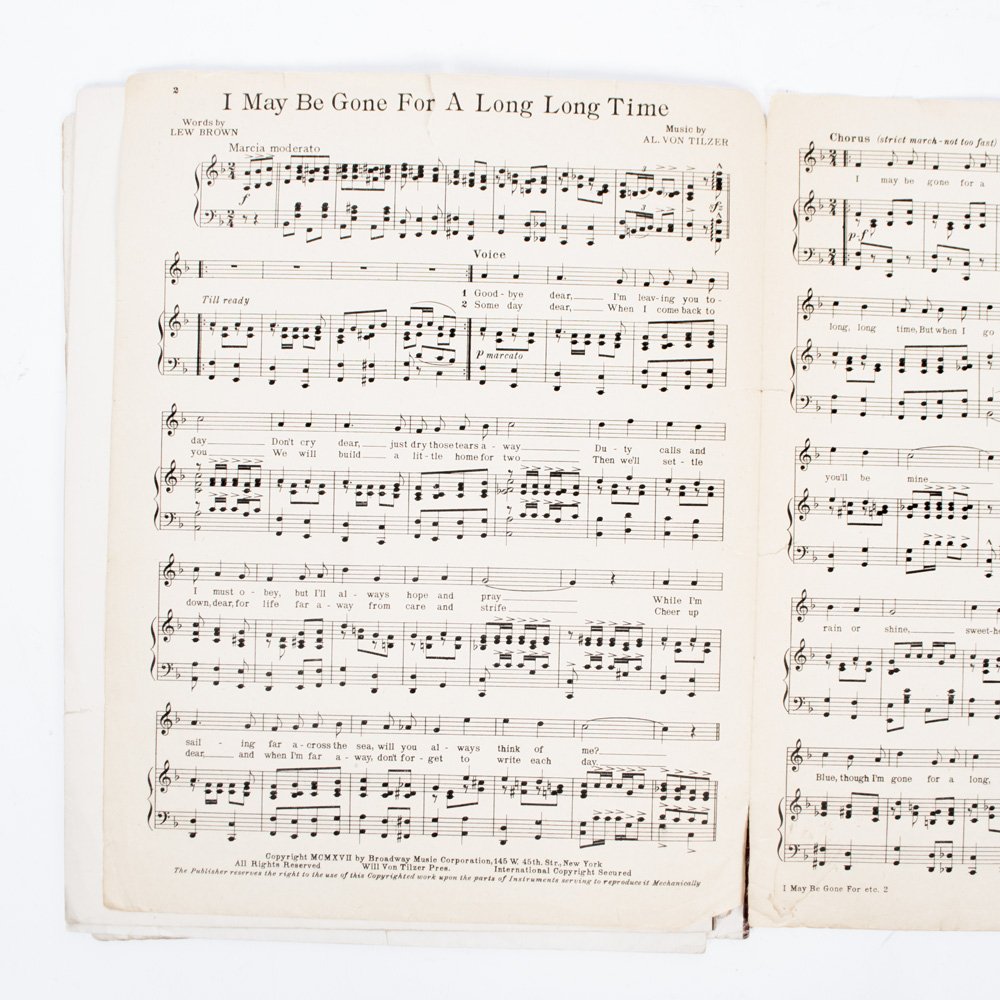 Vintage Sheet Music for Military Love Songs