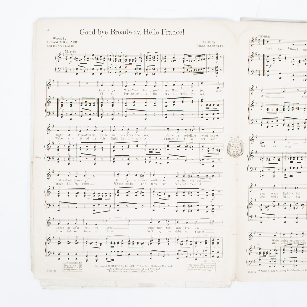 Vintage Sheet Music for Military Songs