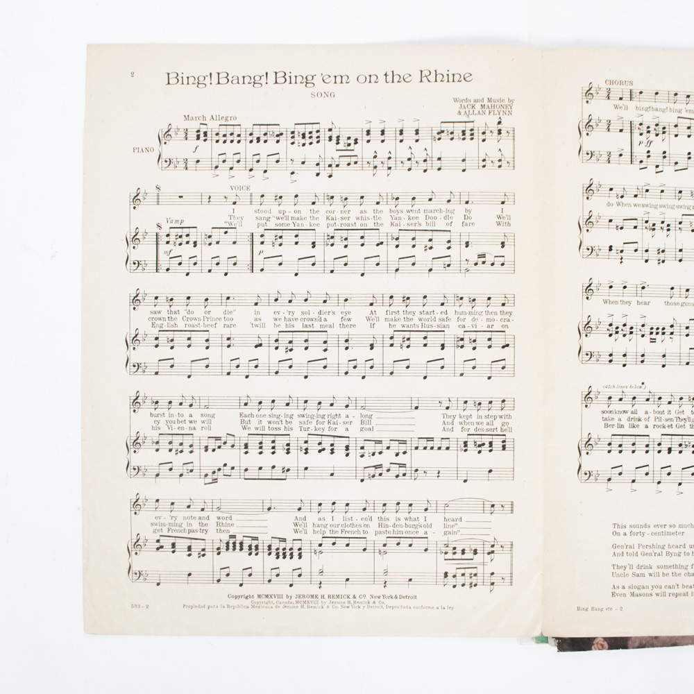 Vintage Sheet Music for World War II Songs