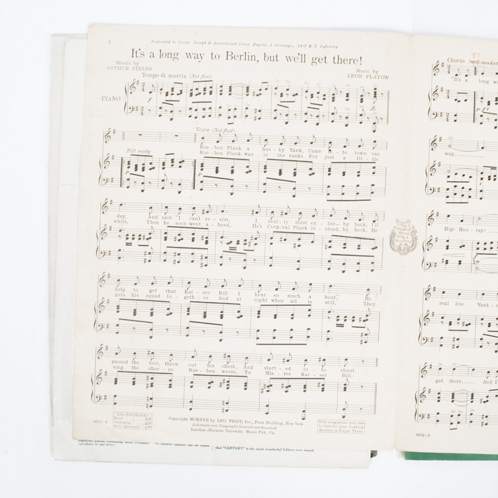 Vintage Sheet Music for World War II Songs