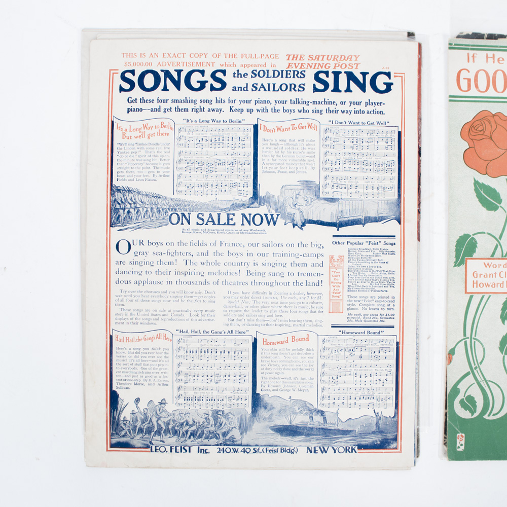 Vintage Sheet Music for World War II Songs