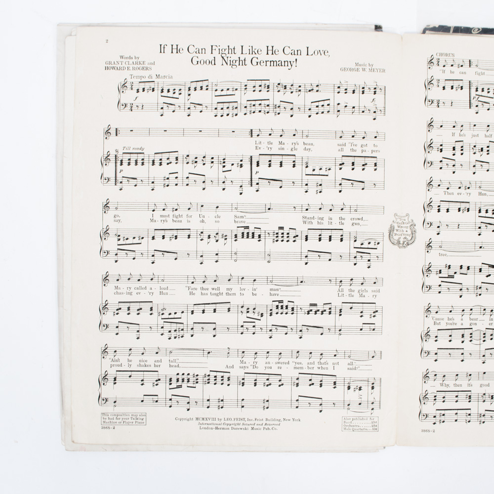 Vintage Sheet Music for World War II Songs