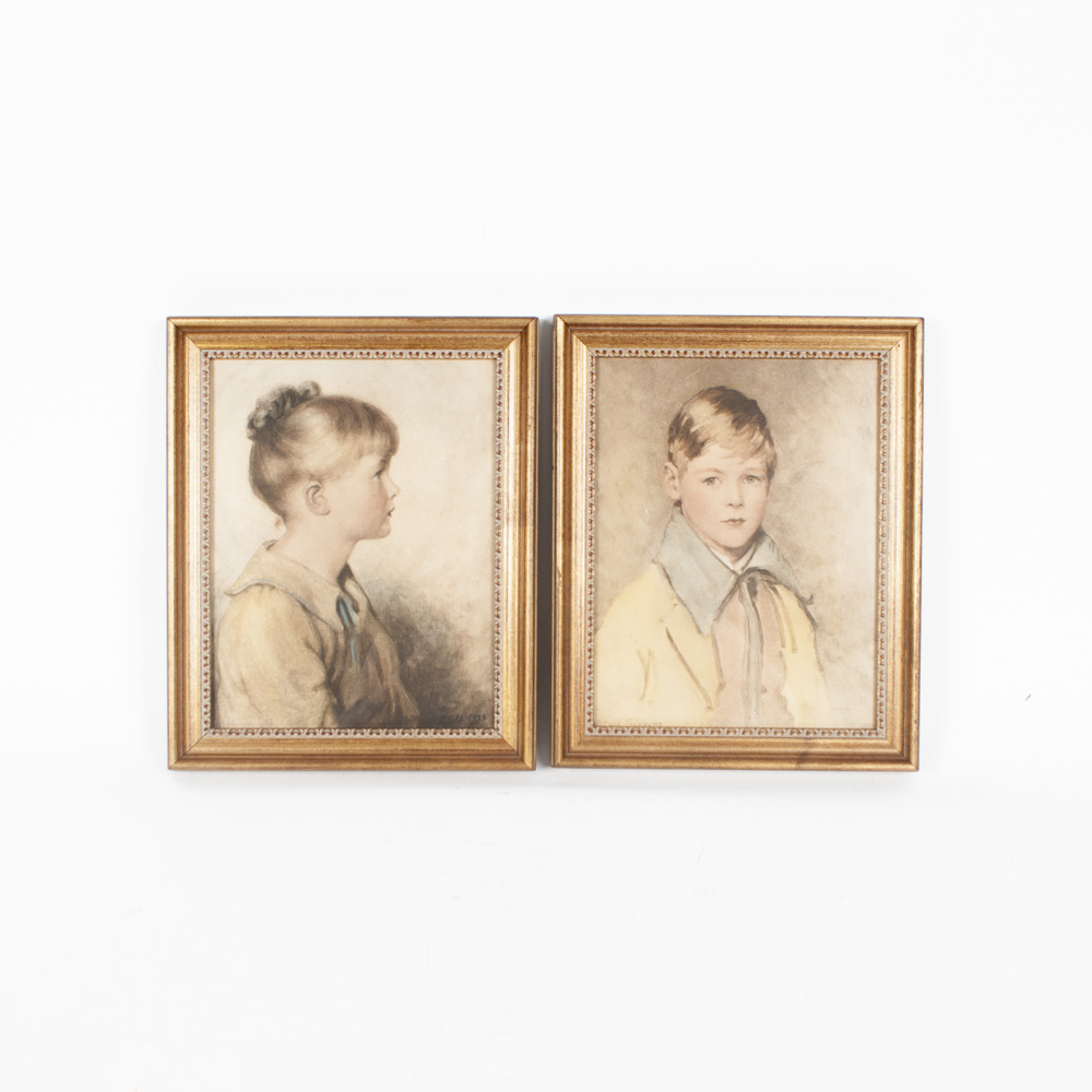 Vintage Prints After Pastel Portraits