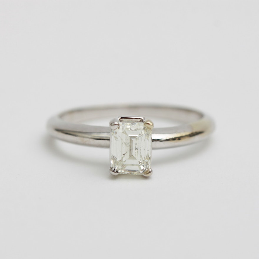 14K Emerald Cut Diamond Solitaire Ring