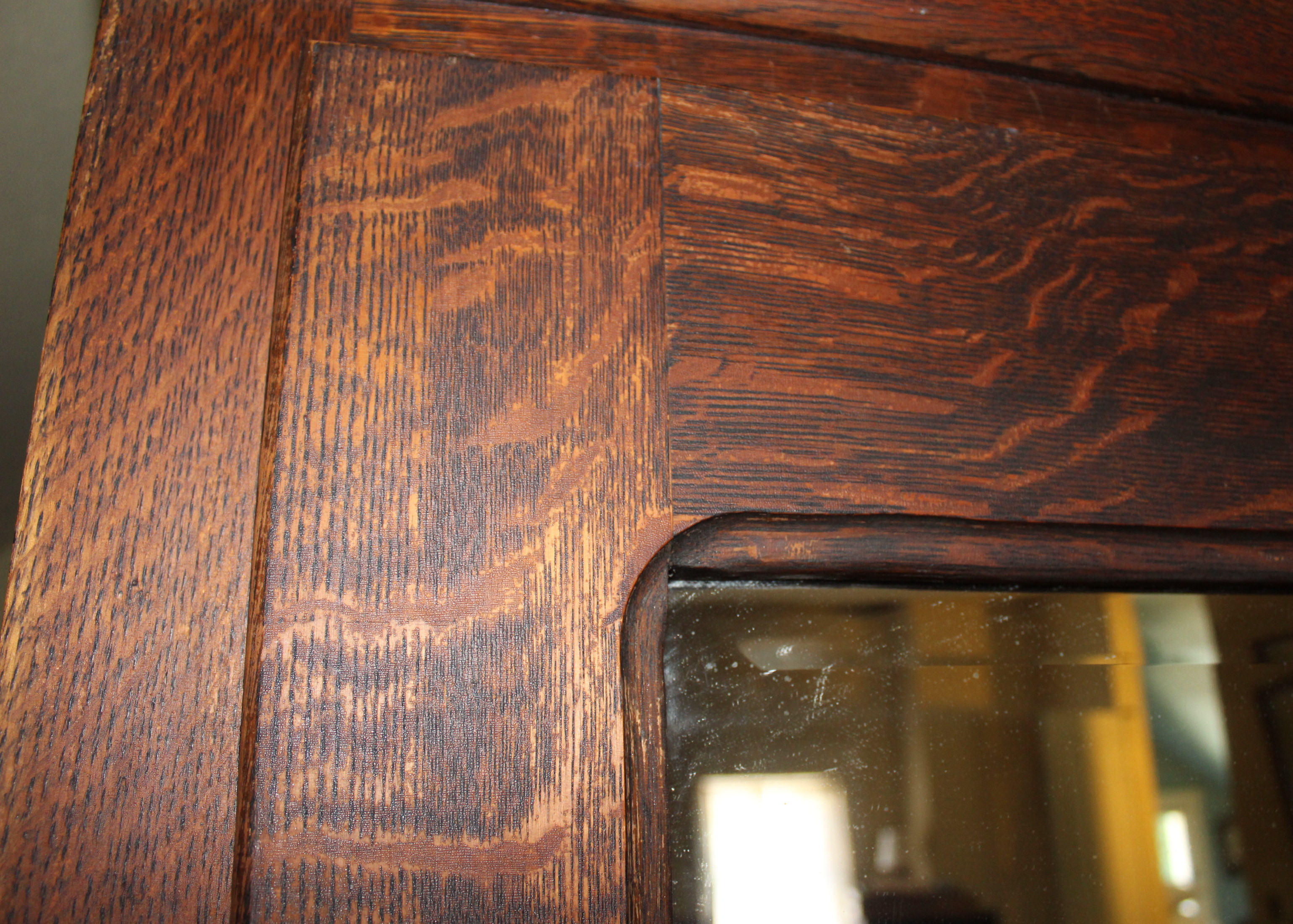 Antique Tiger Oak Wardrobe With Mirror