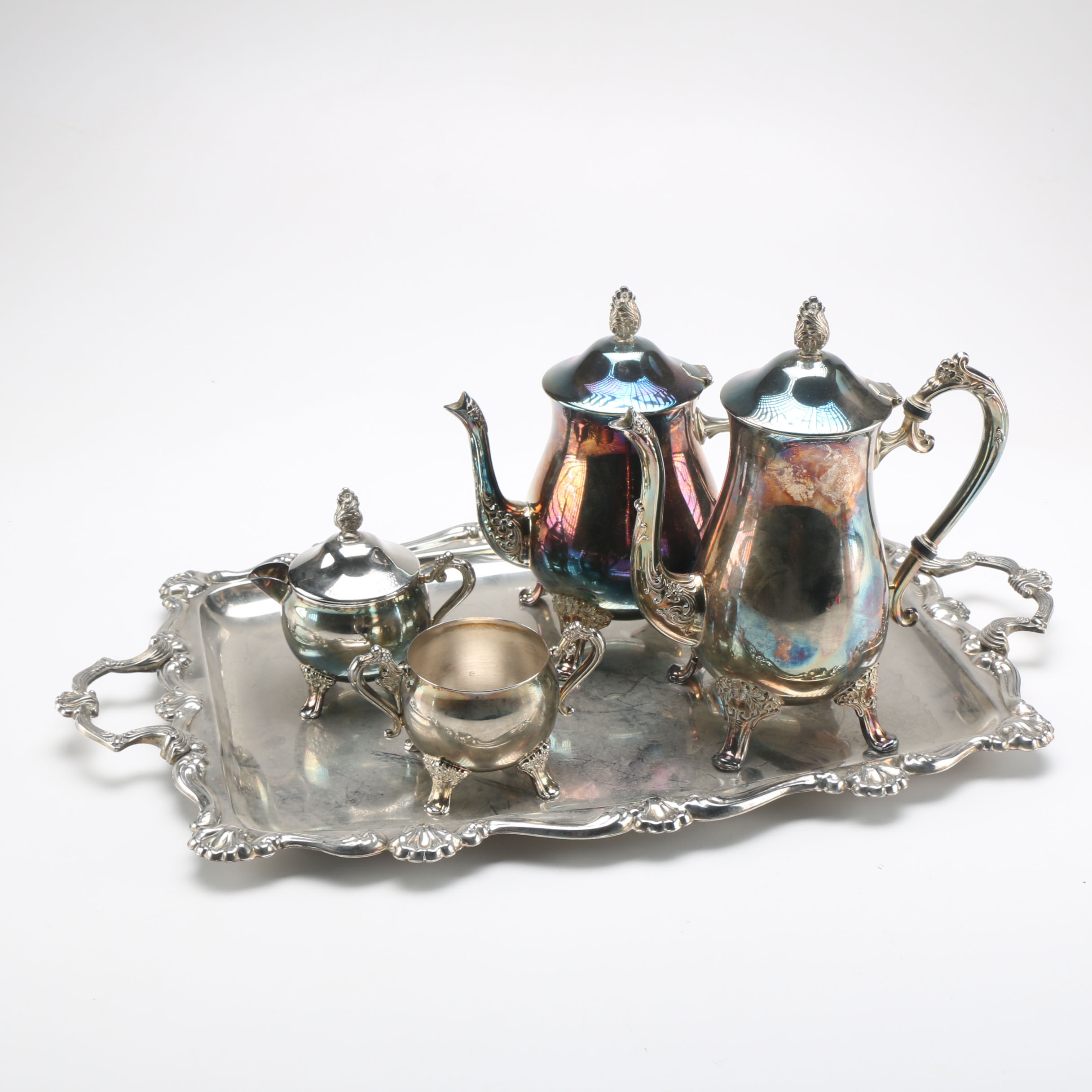 E.P. Brass Silver Plate Tea Set