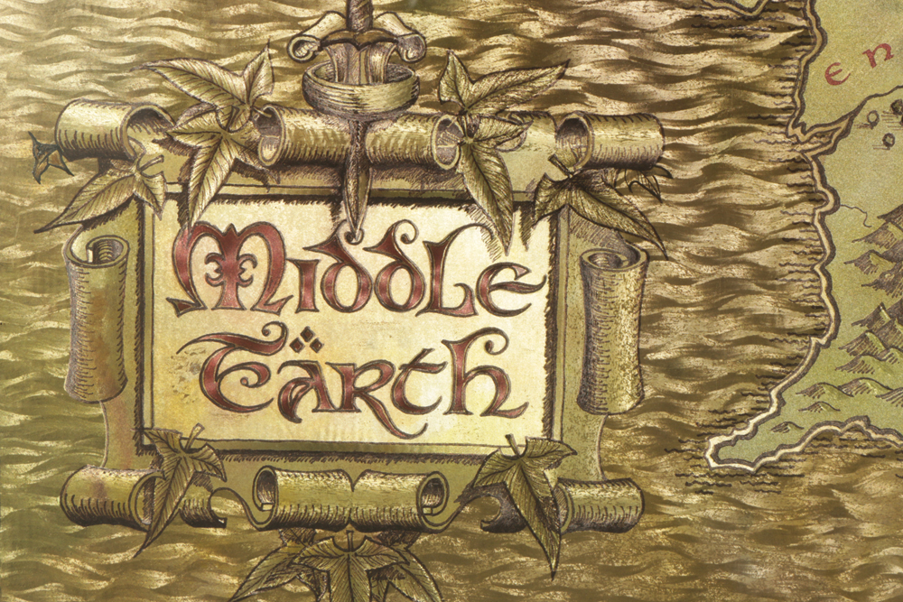 Framed "Lord of the Rings" Middle Earth Map