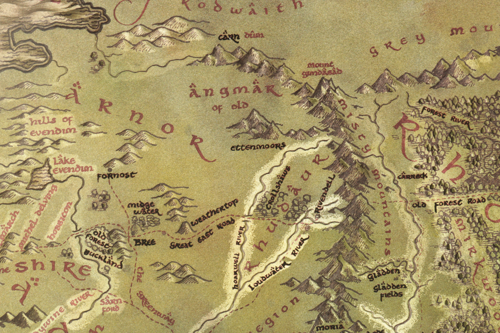 Framed "Lord of the Rings" Middle Earth Map