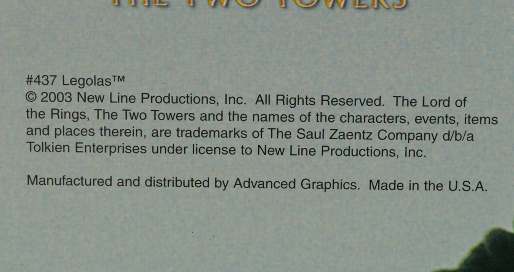 2003 "The Lord of the Rings:The Two Towers" Legolas Cardboard Stand Up