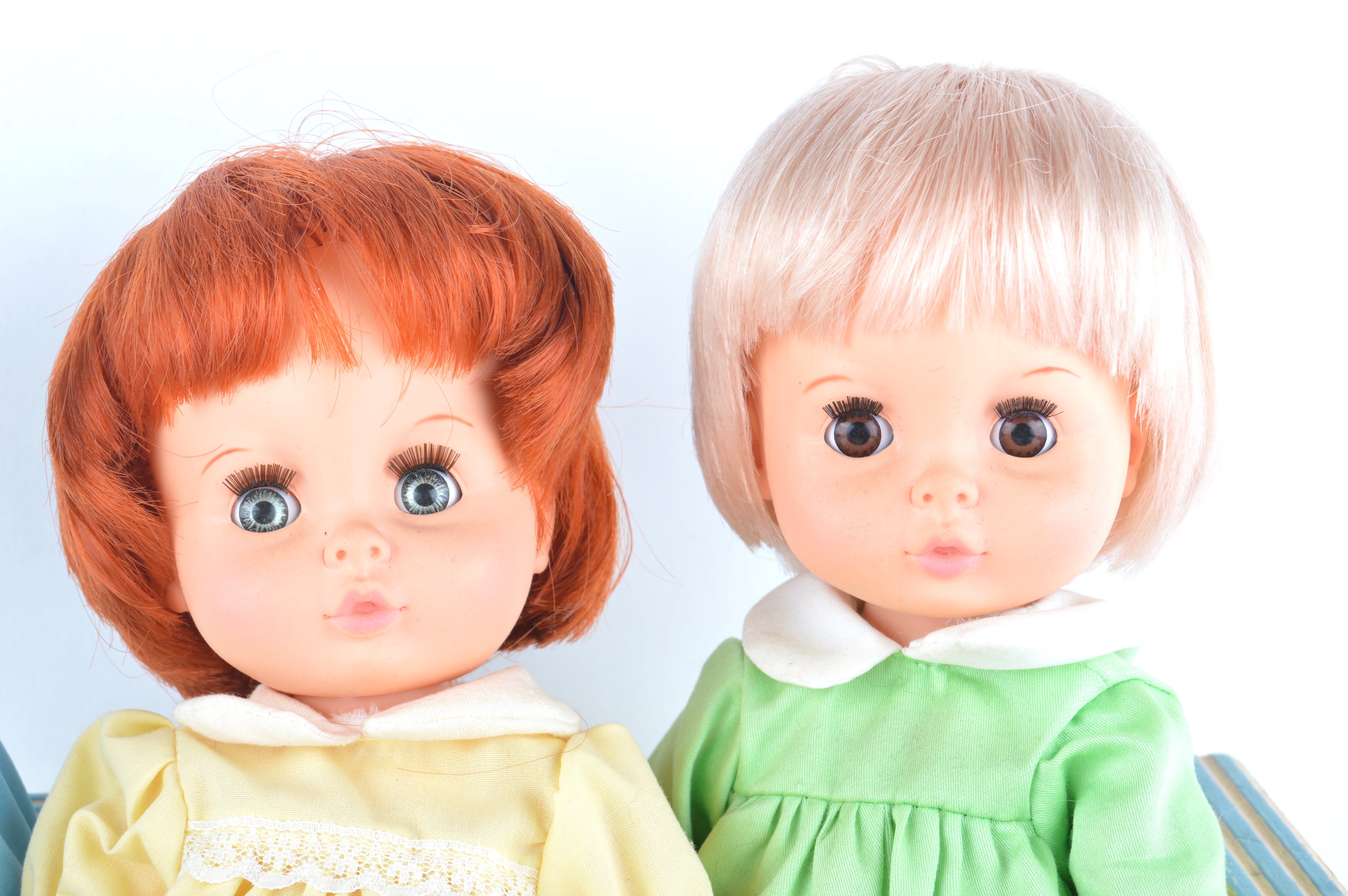 Set of Vintage Distinctive Dolls of Canada Rainbow Quints in Playpen