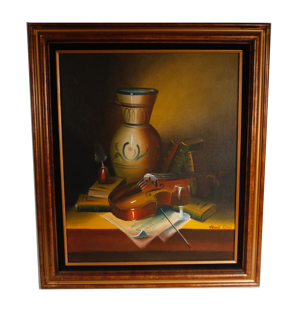 Frank Lean Signed Oil on Canvas Still Life Painting