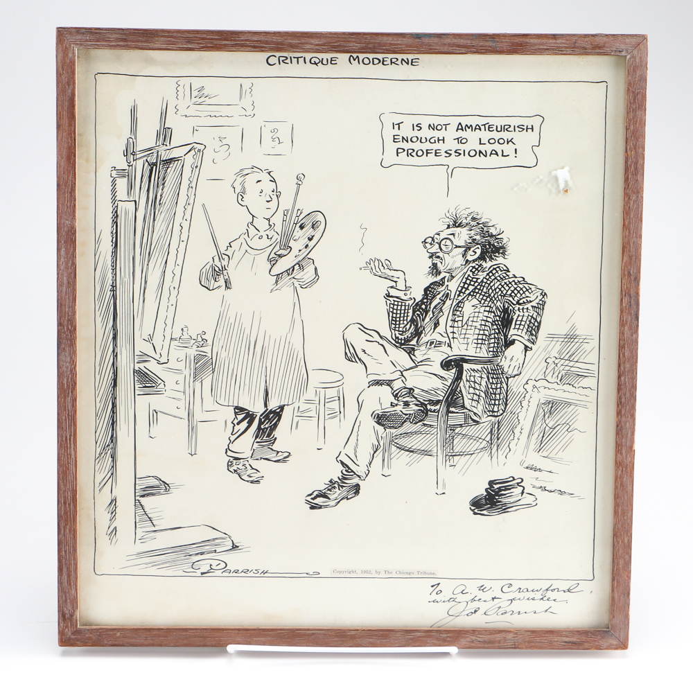Framed Parrish Cartoon "Critique Moderne"
