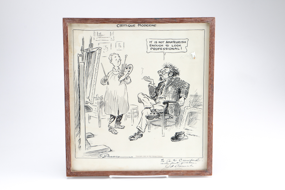 Framed Parrish Cartoon "Critique Moderne"