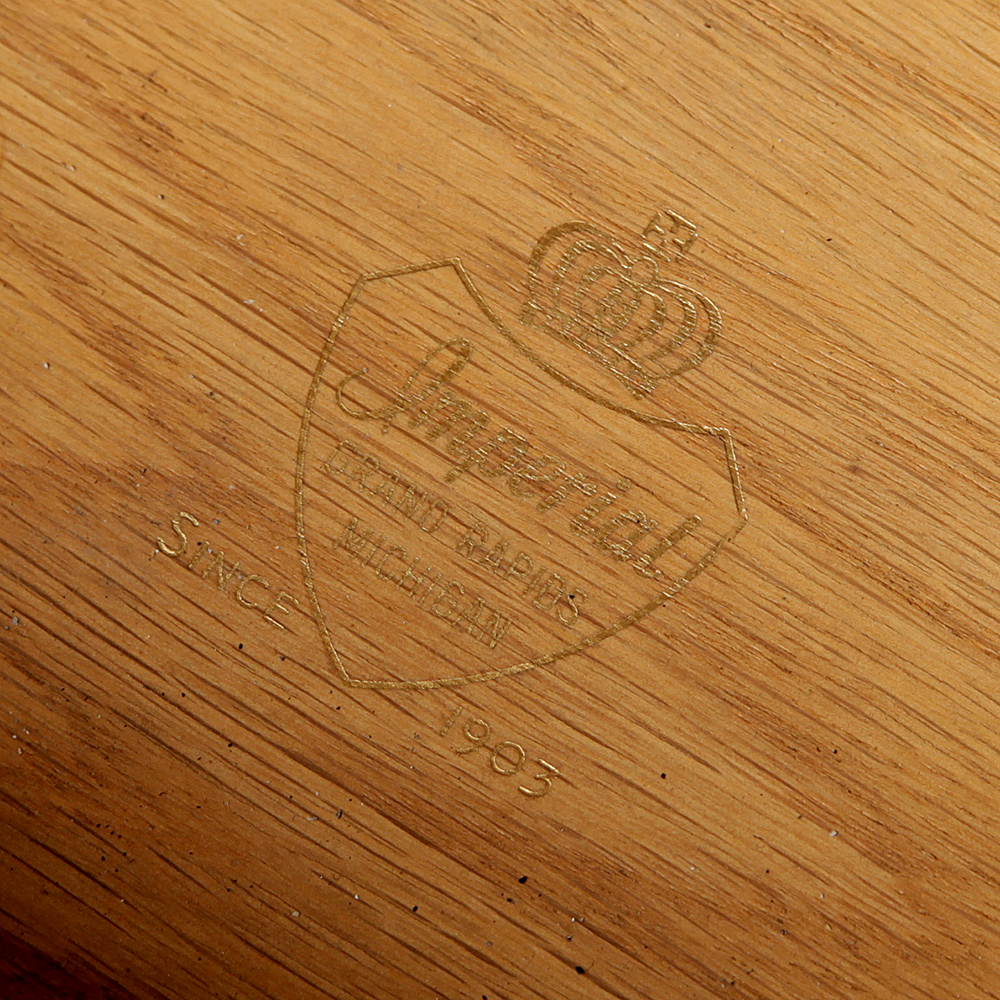 Matching Vintage Marble Inlaid Mahogany End Tables by Imperial Furniture