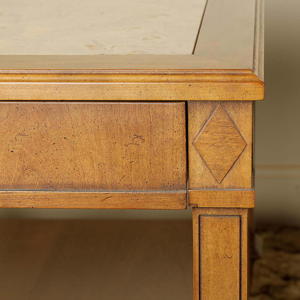 Matching Vintage Marble Inlaid Mahogany End Tables by Imperial Furniture