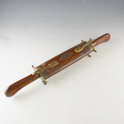 Wood Handle Carving Set With Carved Display Storage from India