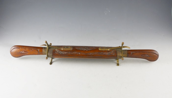 Wood Handle Carving Set With Carved Display Storage from India