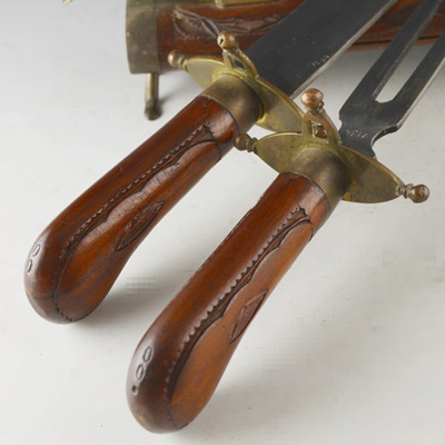 Wood Handle Carving Set With Carved Display Storage from India
