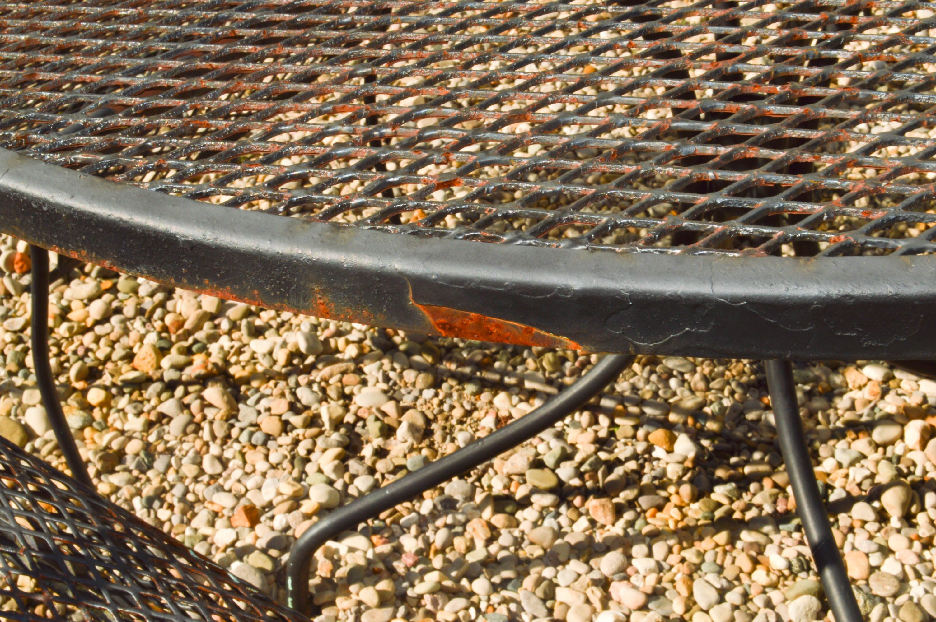 Round Wrought Iron Table and Four Chairs