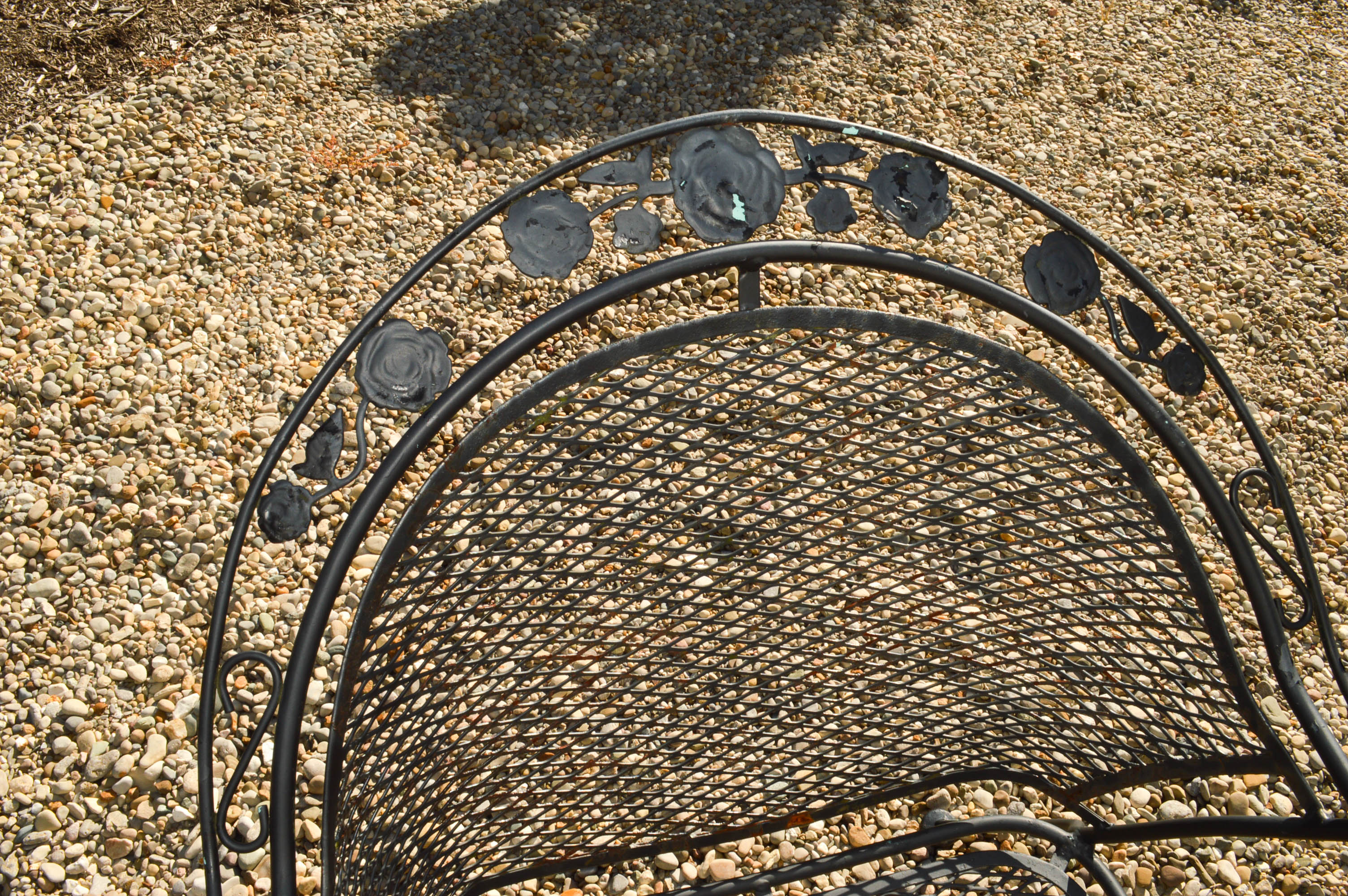 Round Wrought Iron Table and Four Chairs