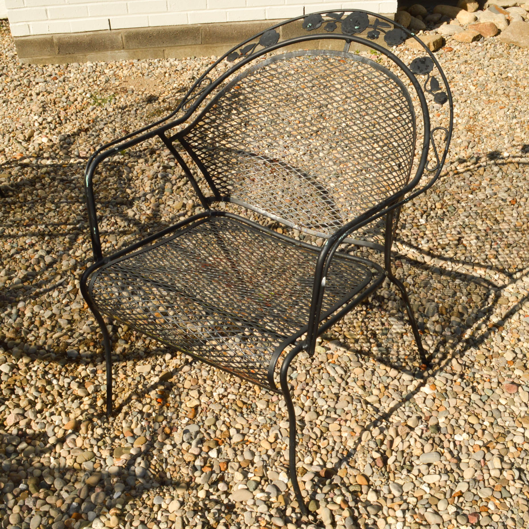 Round Wrought Iron Table and Four Chairs