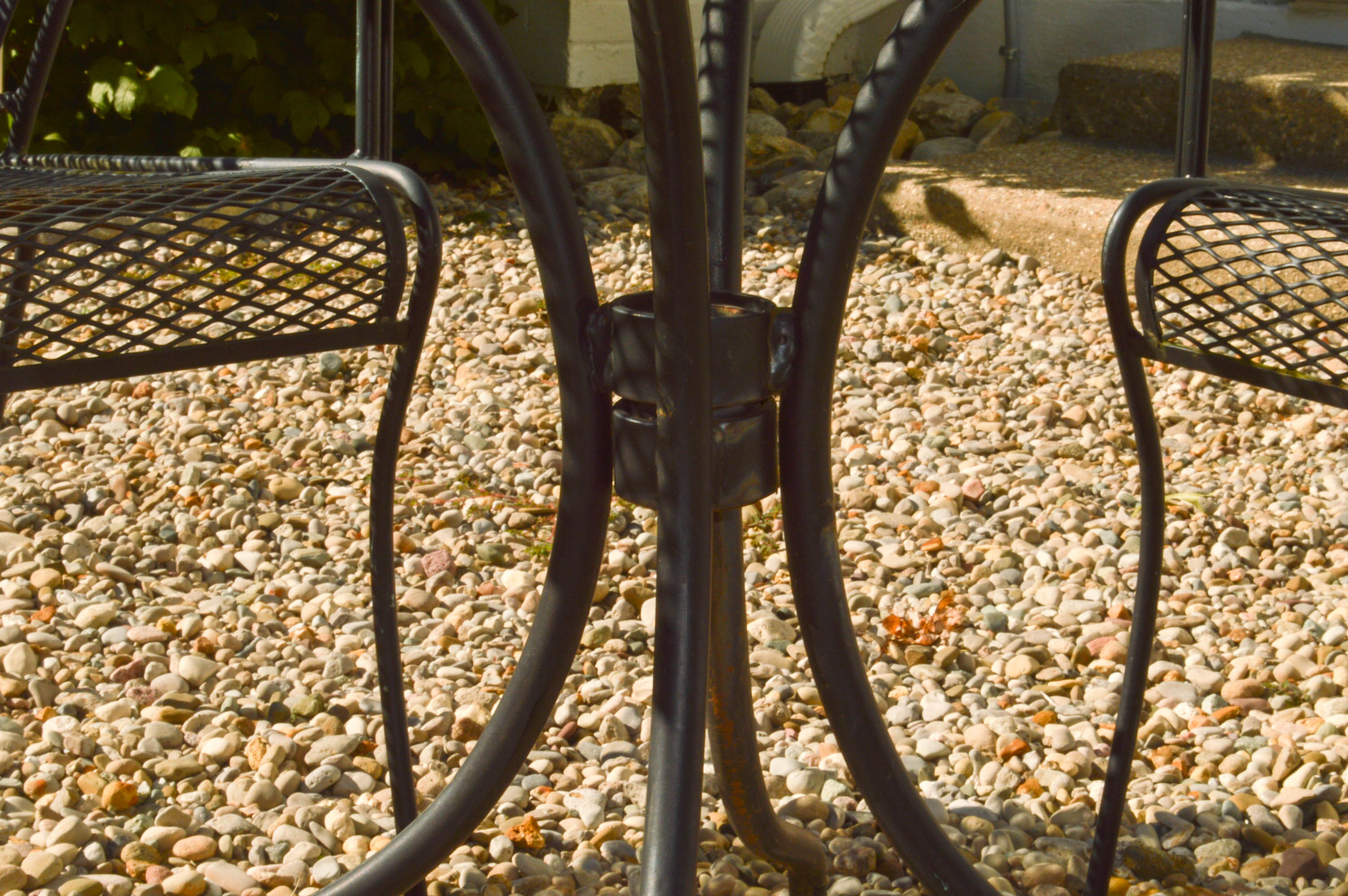 Round Wrought Iron Table and Four Chairs