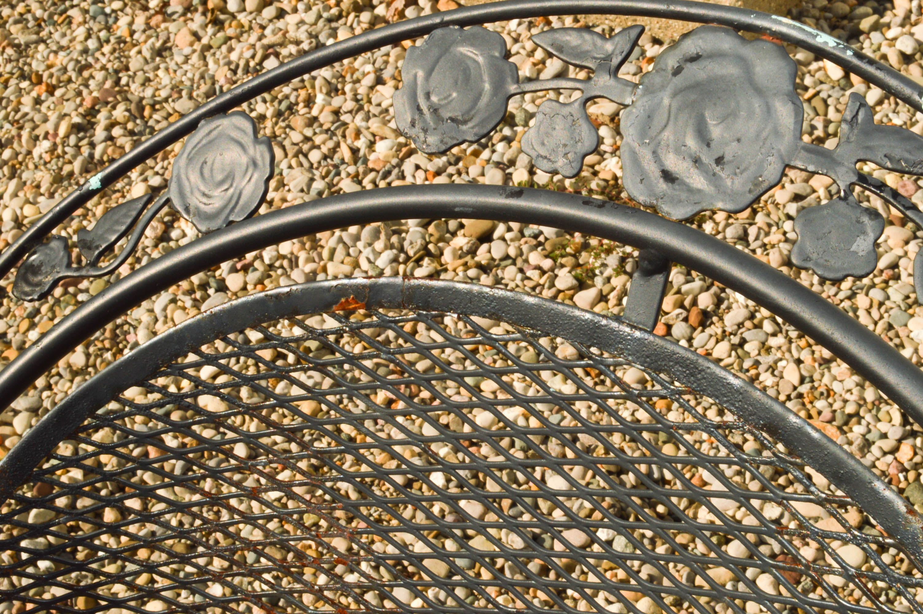 Round Wrought Iron Table and Four Chairs