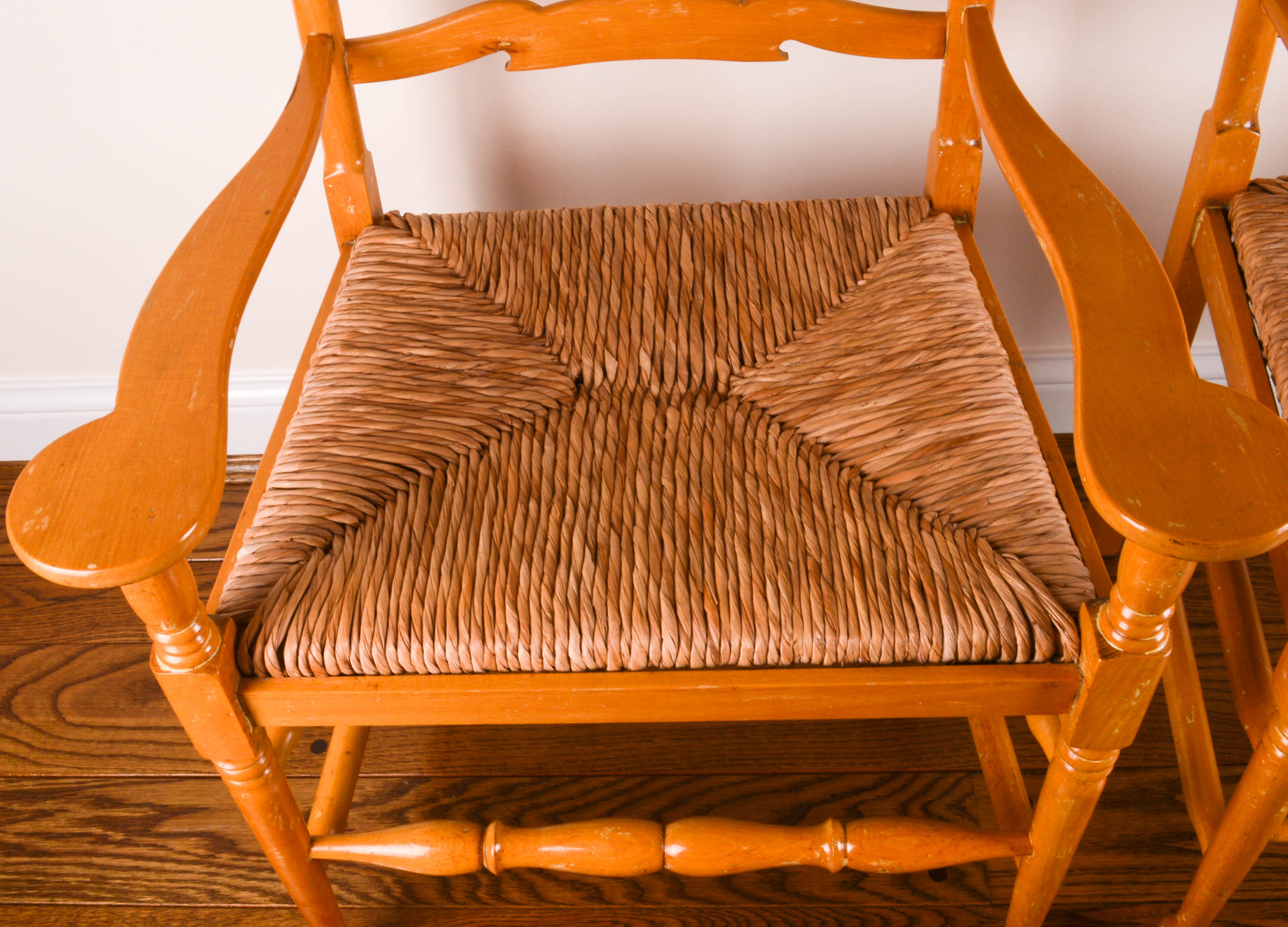 Pair of English Ladder-Back Arm Chairs